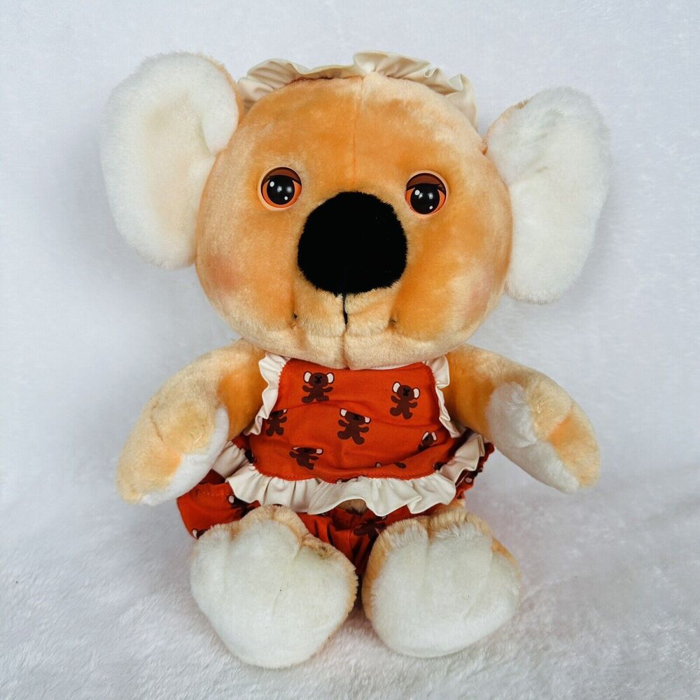 Vintage 1986‎ 80s Hasbro Softies Googlies Plush 14" Orange Koala Bear Sleep Eyes